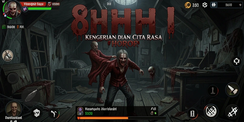 Screenshot gameplay menampilkan suasana mencekam di dalam game Horror.