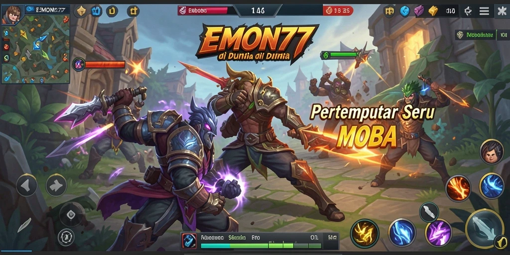 Gameplay seru dalam EMON77 dengan karakter unik.