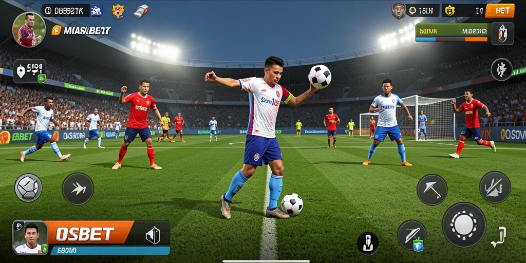 Tampilan utama IOSBET dengan aksi sepak bola yang seru.