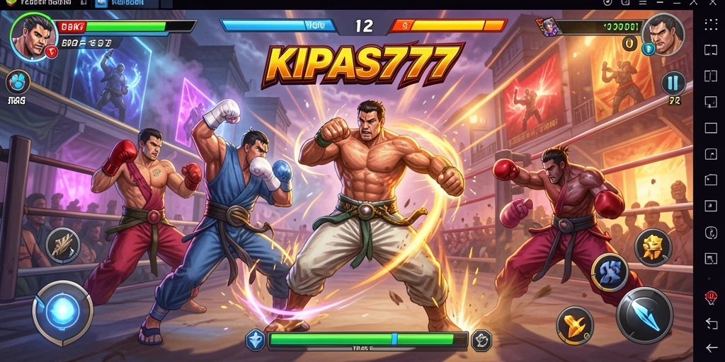 Tampilan gameplay menegangkan saat bertarung di KIPAS777 dengan karakter unik.