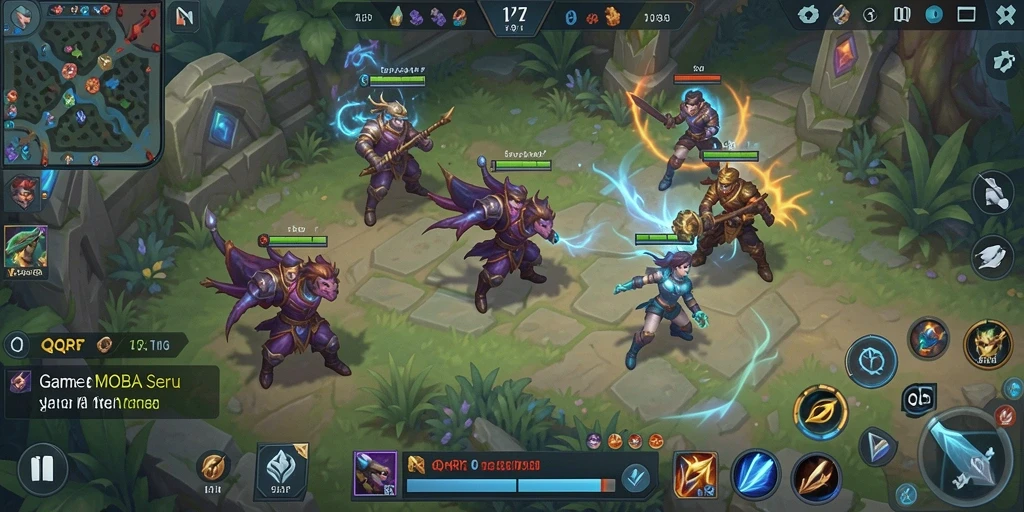 Tampilan gameplay seru dalam permainan MOBA QQRP.