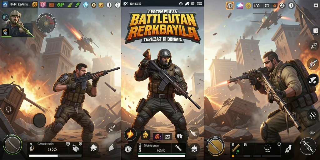 Screenshot menunjukkan aksi mendebarkan dalam pertempuran Battle Royale.