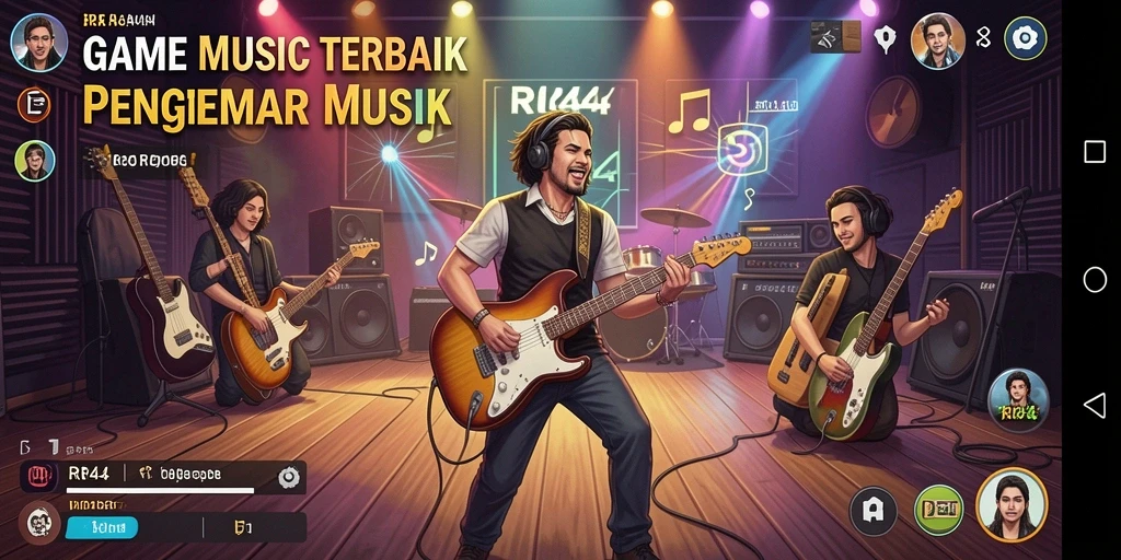 Screenshot gameplay RR44 yang menampilkan keseruan bermain musik.