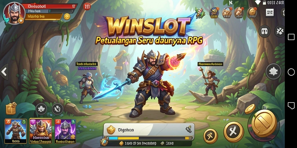 Screenshot gameplay WINSLOT menampilkan aksi karakter dalam pertempuran RPG.