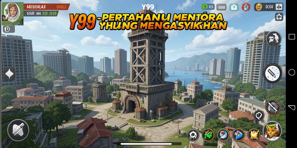 Screenshot Y89 menampilkan aksi seru dalam permainan Tower Defense.